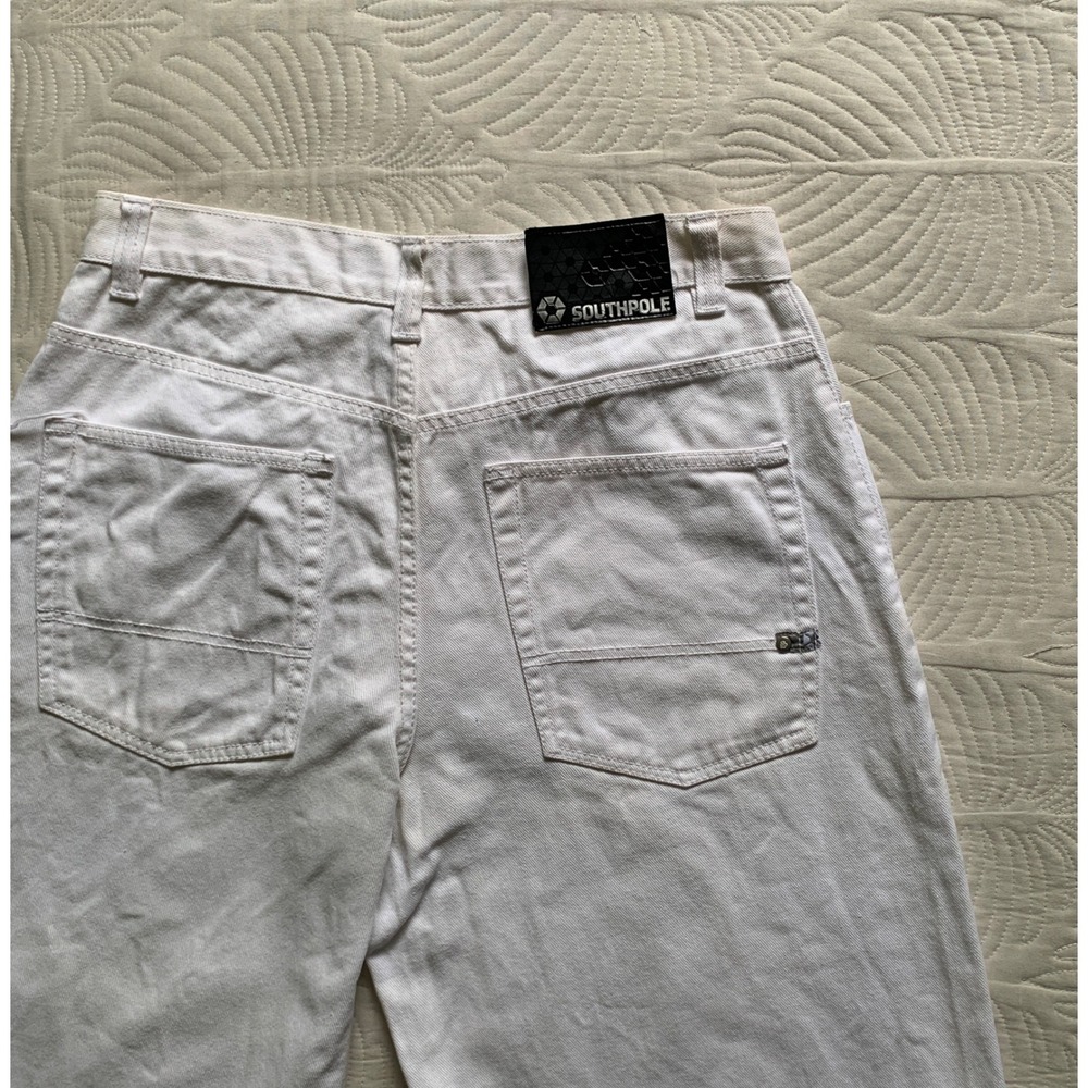VTG Y2K Southpole white Jean Shorts Sz 36 classic streetwear grunge Jnco like - Picture 1 of 5